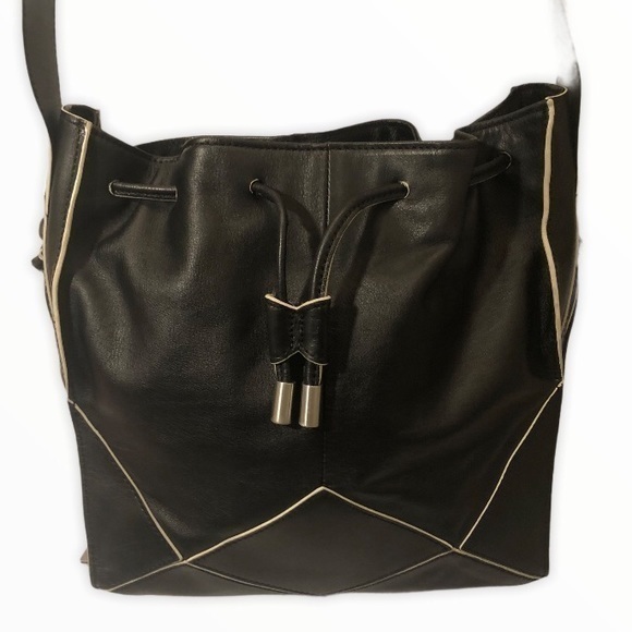 Botkier coco Rocha black drawstring leather bag
